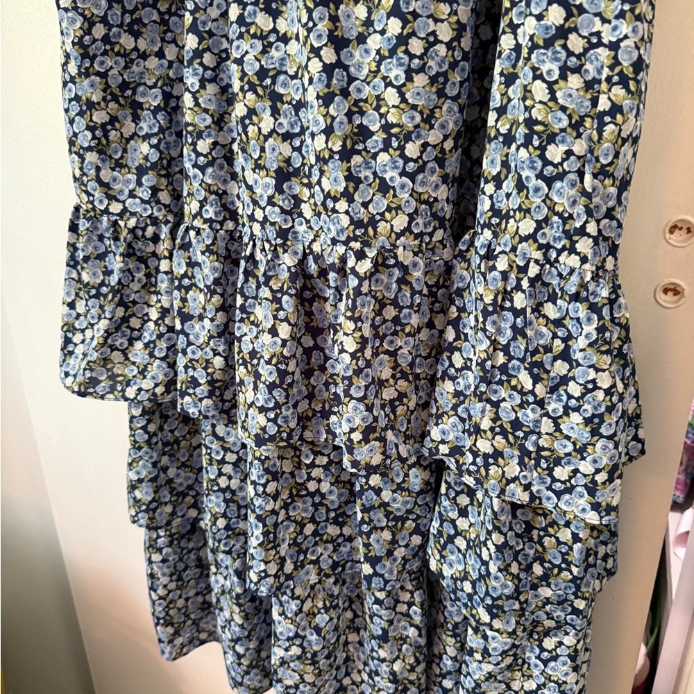 NWT English Factory Blue Floral Smocked Maxi Dress - Picture 3 of 7
